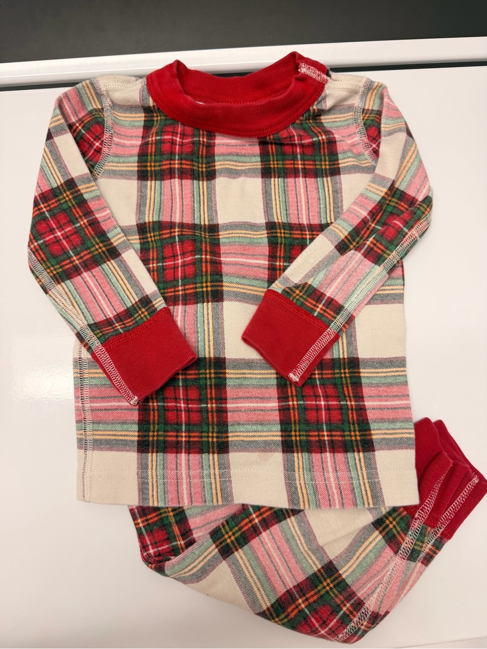 Hanna Andersson Organic Christmas Red and Green Plaid Kids Pajama Set